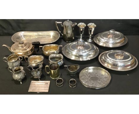 Silver Plated Ware - a four piece tea service; three entree dishes; etc 