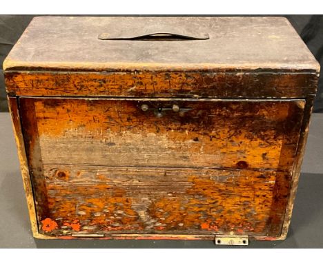 An early 20th century stained pine tool chest, fitted with five graduated drawers, full of engineering tools used at Rolls Ro