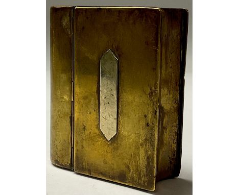 A Georgian brass table snuff box, as a book, 7.5cm wide 