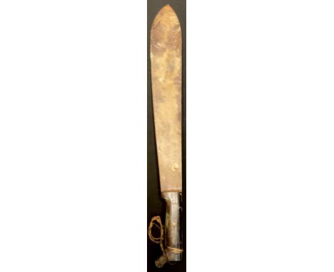 A 19th century machete, two piece horn grip 