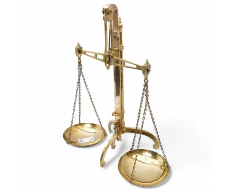 Pair of brass balance scales by Lavery, Birmingham