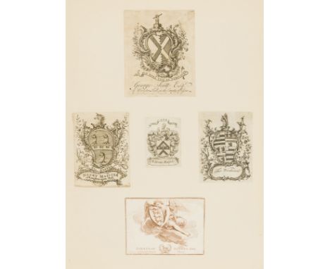 Bookplates.- [Collection of c.900 bookplates], 5 vol., many engraved, some laid down, with loosely-inserted leaves of notes, 