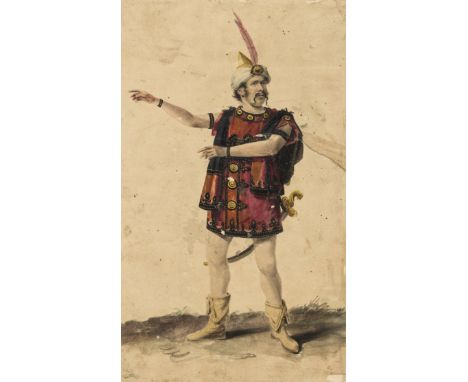 Theatre.- Circle of Samuel de Wilde (1751-1831) Portrait of an actor in [?]Turkish military dress, watercolour, heightened wi