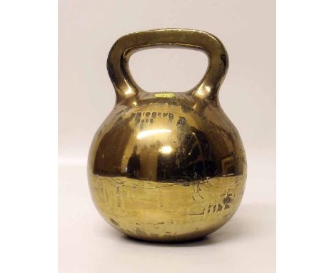 56lb Royal Ordnance Factory Bridgend Brass Cannonball Shaped Weight With Top Handle Condition report: see terms and condition