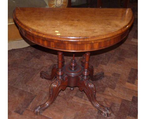 Victorian Mahogany Half Moon Card Table Condition report: see terms and conditions.