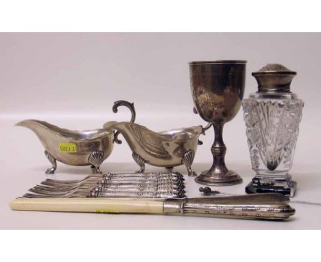 Two Silver Sauce Boats, Charles Horner Hat Pins & Other Items Condition report: see terms and conditions.