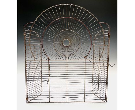A Victorian brass and wire mesh folding fireguard. Height 61cm.