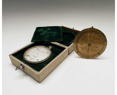 A Negretti &amp; Zambra gilt cased compensated forecasting aneroid barometer, No 9064, of large size, the case also fitted wi