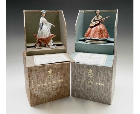Two limited edition Royal Worcester figures from the 'Victorian' series - 'Felicity', no. 307/750, height 17cm, and 'Elaine '