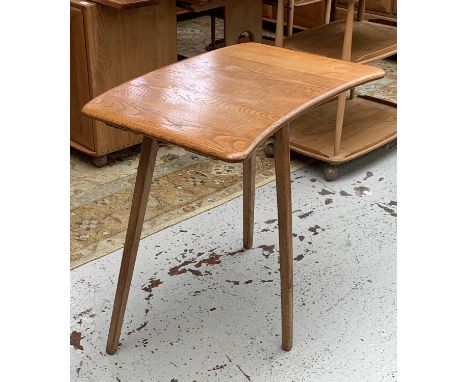 A 1960s Ercol light elm table extension, with a rounded top, raised on three square legs. Height 71cm, width 69cm, depth 48cm