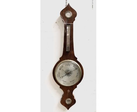 A Victorian rosewood wheel barometer, with silvered dial, height 103cm.