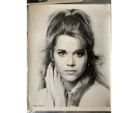 Large format film star photographsNine black &amp; white studio shots, each 35x28cmJane Fonda, Omar Sharif, Natalie Wood, Ric