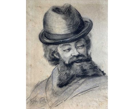 HR (19th Century)Portrait of a GentlemanCharcoalSigned with initials28 x 22cm