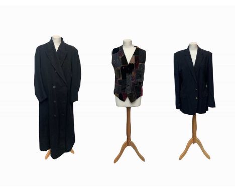 Gentlemen's Fashion - A Christian Dior Monsieur jacket, a black double-breasted wool coat, and a Paul Smith patchwork design 