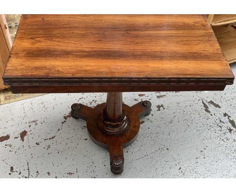 A rosewood card table, early 19th century, height 74cm, width 92cm, depth 46cm.