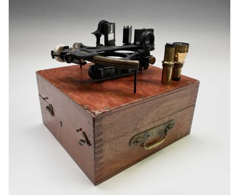 A Kelvin Hughes sextant, the Husun, named H Hughes &amp; Son, London, number 48107, contained in a mahogany and pine box stam