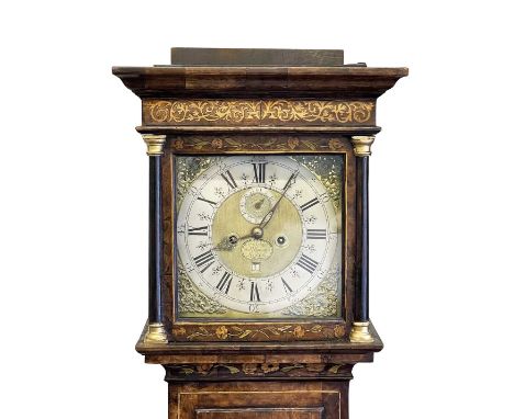 A walnut marquetry longcase clock, the early 18th century eight day movement signed 'Nat(haniel) Seddon at St James's London'