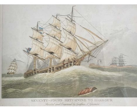Geoffrey S GARNIER (1889-c.1971)'Seventy-Fours Returning To Harbour'EngravingSigned and numbered 5/100 in pencil 33 x 43.5cm 