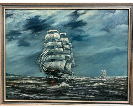 Vincent STUPPLE (20th Century British School)Ships at SeaOil on canvas Signed44.5 x 59cmTogether with two limited edition col