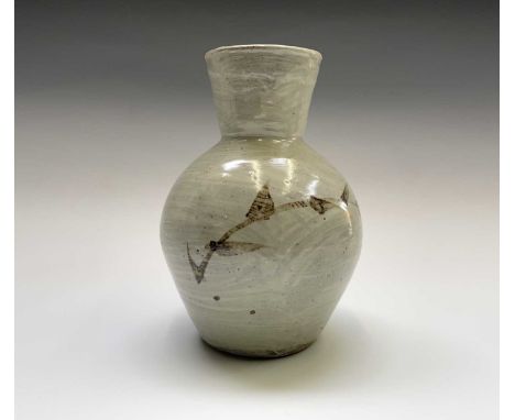 Trevor Corser, a Leach pottery vase, circa 1999, with Japanese inspired painted decoration with Hakame and Ying Ching glaze, 