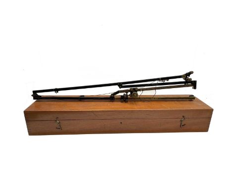 A brass and black lacquered pantograph, by Cooke, Troughton & Simms, in mahogany case, total length 86cm.From the collection 