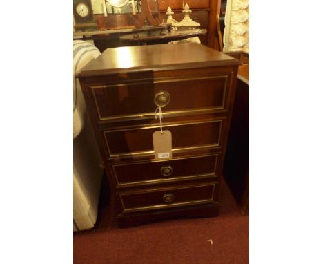 A pair of Regency style mahogany side chests, with four drawers, raised on bracket feet, H.71 W.45 D.45cm 
