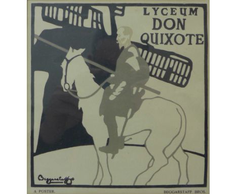 A Beggarstaff Bros. poster print, Lyceum, Don Quixote, 19 x 18cms, framed