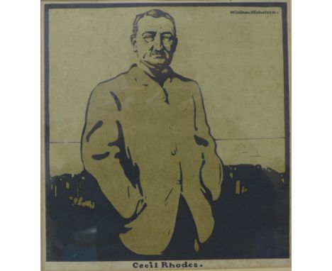 A Sir William Nicholson lithograph on paper, portrait of Cecil Rhodes, 24cms x 23cms, framed