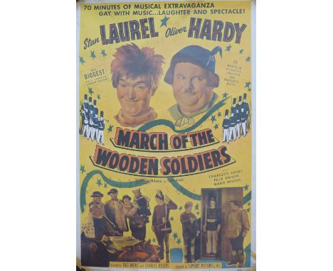 A vintage Laurel &amp; Hardy American lithograph poster for March of the Wooden Soldiers
