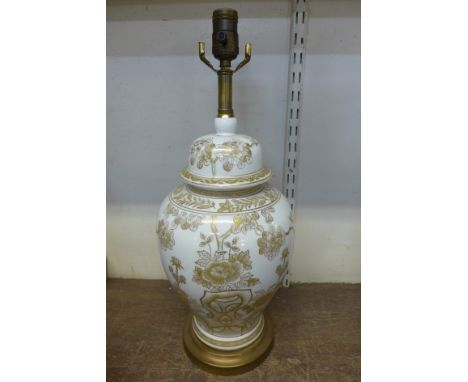 A decorative table lamp