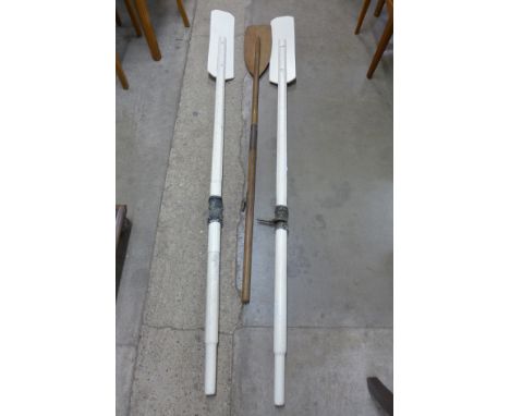 Three vintage oars