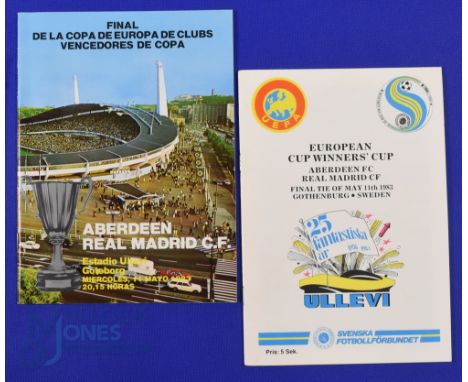 1983 European Cup Winners Cup final Aberdeen v Real Madrid official programme in Gothenburg; plus final programme issued by R