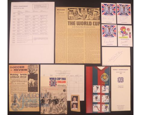 1966 World Cup memorabilia to include Jules Rimet Cup 1966 programme of matches; 1966 World Cup fold out information sheet; I