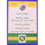 1968 British and I Lions Rugby Programme v S Africa, 2nd Test: v the Springboks, at Port