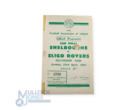 Pre-War 1938/1939 FA of Ireland Cup Final Shelbourne v Sligo Rovers at Dalymount Park Dublin 23 April 1939; selotape strips t