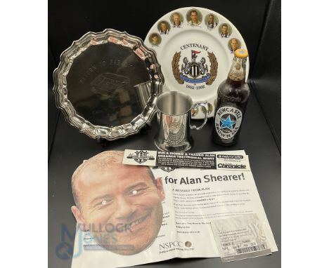 Newcastle Utd / Alan Shearer Memorabilia to include Newcastle Brown Ale 2006 Testimonial Beer, Stainless Steel Tankard, Limit