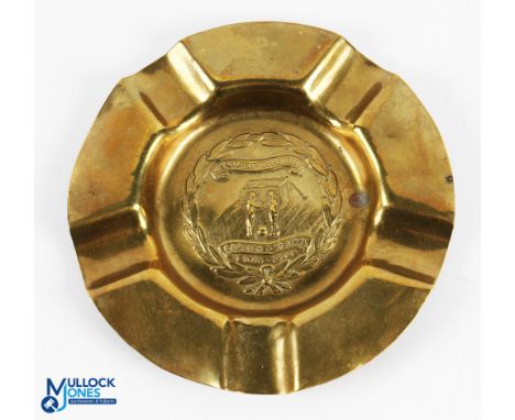 1920 FAC Final souvenir brass ashtray 4.5" dia, has the two captains shaking hands feature, Aston Villa v Huddersfield Englis