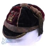 c1900 Dublin University (?) Velvet Rugby Honours Cap: Lion, harp and fiery gates badge would seem to