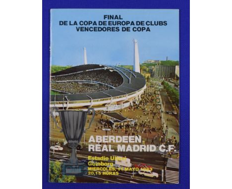 1983 European Cup Winners Cup final at Gothenburg 11 May 1983 match programme, Aberdeen v Real Madrid; Real Madrid version; v