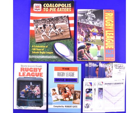 Rugby League Books and Cards Selection (6): Robert Gate's R Lge Fact Book and R Lge Quiz Book; Sportsviewer's Guide to Rugby 