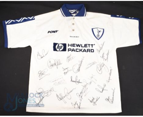 1996/97 Tottenham Hotspur Multi-Signed Colin Calderwood No 6 training football shirt in white, Pony/Hewlett Packard, short sl