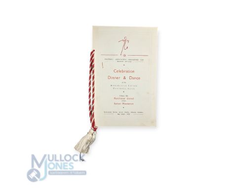 1958 FAC final Celebration Dinner &amp; Dance Menu by Manchester United at the Savoy Hotel, Strand, London 3 May 1958; has ca