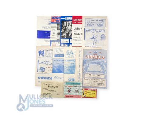 Selection of Linfield home match programmes to include 1954/55 Derry City, 1956/57 Coleraine, 1959/60 Derry City, 1962/63 Col