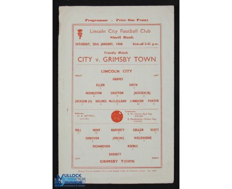 1948/49 Lincoln City v Grimsby Town Lincolnshire Cup final football programme 14 May 1949; rusty staple removed, tiny punch h