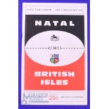 1968 British and I Lions Rugby Programme v Natal: 1/6/68 at Kings Park, Durban. 40pp, VG