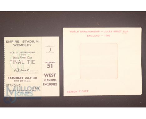 1966 World Cup Final Match Ticket England v West Germany at Wembley 30 July 1966; plus official issue ticket wallet; good (2)