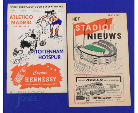 1963 European Cup Winners Cup final Tottenham Hotspur v Atletico Madrid 15 May 1963 official glossy issue; also Feyenoord Sta