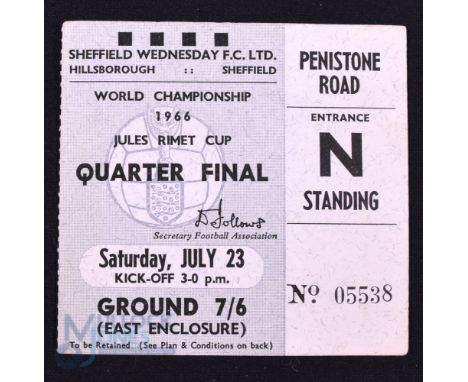 1966 World Cup quarter final Match Ticket West Germany v Uruguay 23 July 1966 at Sheffield Wednesday; good. (1) 