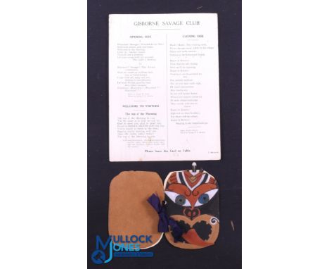 1930 British and I Lions Maori Interest, Gisborne Dinner Menu etc (2): Really attractive and interesting, small foldover bili