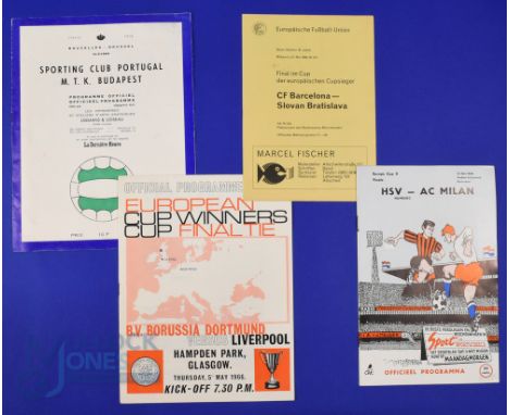 Selection of European Cup Winners Cup final match programmes to include 1966 Borussia Dortmund v Liverpool (Hampden Park), 19